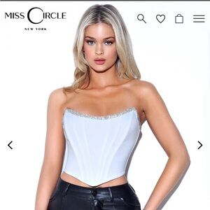 Melanie White Corset Top with Crystal Trim
